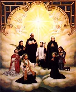Patron Saints Index [Public domain], <a href="https://commons.wikimedia.org/wiki/File:North_American_Martyrs.jpg" target="_blank">via Wikimedia Commons</a>