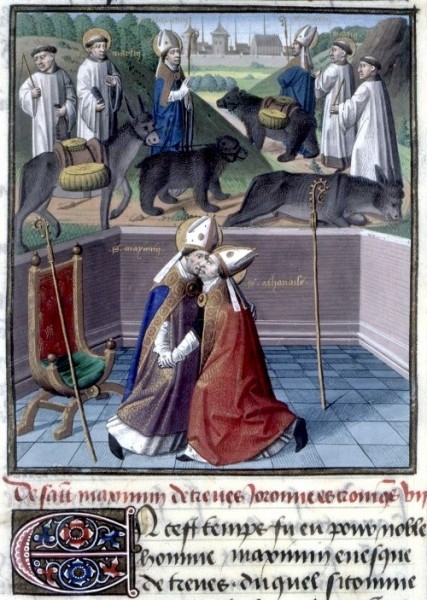mittelalterlicher Buchmaler, 1463 [Public domain], <a href="https://commons.wikimedia.org/wiki/File:Maximinus_und_Athanasius.jpg"  target="_blank">via Wikimedia Commons</a>