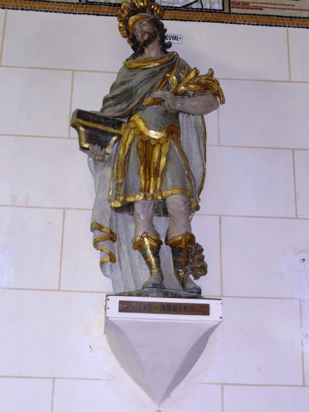 Havang(nl) [CC0], <a href="https://commons.wikimedia.org/wiki/File:Cliponville_(Seine-Mar.)_%C3%A9glise,_statue_16_Saint_Adrien.jpg"  target="_blank">via Wikimedia Commons</a>