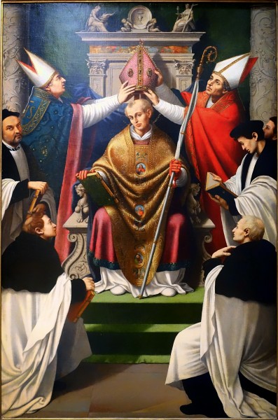 Daderot [Public domain], <a href="https://commons.wikimedia.org/wiki/File:The_Consecration_of_St._Eligius,_by_Juan_de_Juanes,_c._1536,_tempera_and_oil_on_canvas,_transferred_from_panel_-_University_of_Arizona_Museum_of_Art_-_University_of_Arizona_-_Tucson,_AZ_-_DSC08074.jpg"  target="_blank">via Wikimedia Commons</a>