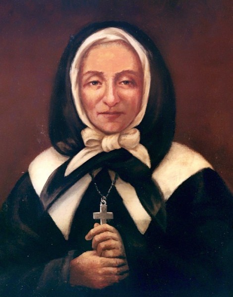 Marguerite Bourgeoys, C.N.D. (17 April 1620–12 January 1700), was a French nun and founder of the Congregation of Notre Dame of Montreal in the colony of New France, now part of Québec, Canada 

Portrait of Marguerite Bourgeoys before the restoration in 1963.

<a href="https://commons.wikimedia.org/wiki/File:Portrait_de_Marguerite_Bourgeoys_avant_la_restauration.jpg" title="via Wikimedia Commons" target="_blank">ameriquefrancaise.org</a> [Public domain]