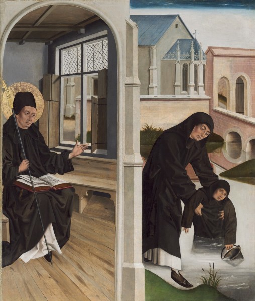 Saint Benedict orders Saint Maurus to the rescue of Saint Placid (The Miracle of Saint Benedict)

<a href="https://commons.wikimedia.org/wiki/File:A_Miracle_of_Saint_Benedict_A17552.jpg" title="via Wikimedia Commons" target="_blank">National Gallery of Art</a> [Public domain]