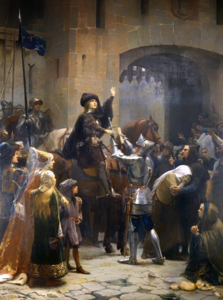 Painting by Jean-Jacques Scherrer of Joan of Arc at Vaucouleurs titled: "The Departure of Jeanne d'Arc"


<a href="https://commons.wikimedia.org/wiki/File:Scherrer_jeanne_departure.jpg" title="via Wikimedia Commons" target="_blank">Jean-Jacques Scherrer</a> / Public domain
