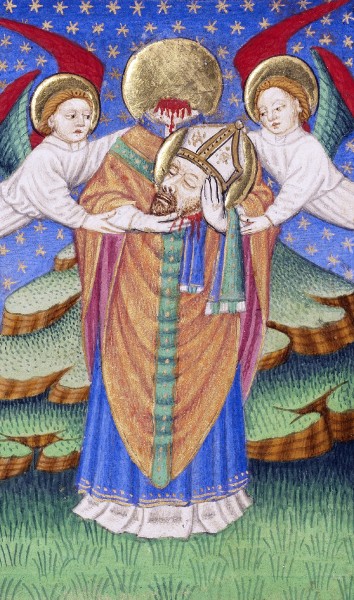 Saint Denis Holding His Head - Master of Sir John Fastolf, 1430-1440

<a href="https://commons.wikimedia.org/wiki/File:Master_of_Sir_John_Fastolf,_Saint_Denis_Holding_His_Head_-_Getty_Museum.jpg" target="_blank">Getty Center</a>, Public domain, via Wikimedia Commons